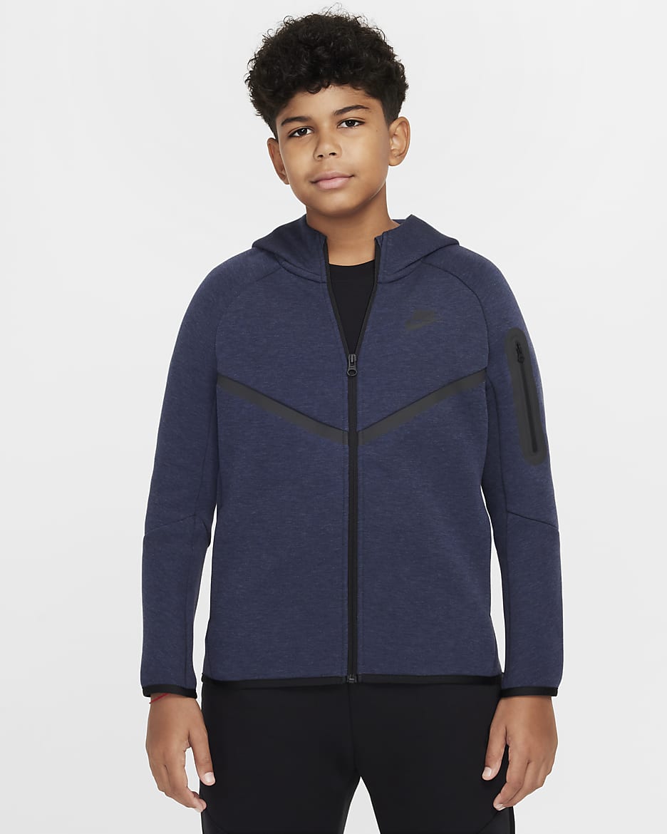 Nike Sportswear Tech Fleece Tam Boy Fermuarl Genc Cocuk Kapu onlu Ustu Geni Beden